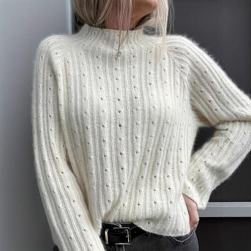 Womens Lazy Hollow Knit Pullover Sweater Autumn Winter Round Neck Top S