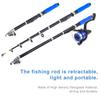 28038‑T210BL 2.1m Portable Fishing Rod Pole Set Retractable Rod Spinning Wheel Reel Baits Hooks Fishing Bag Kit