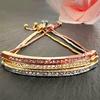 New Trendy Adjustable Silver Stainless Steel Bracelet for Women Charm Crystal Zircon Gold Color Bangle Jewelry Pulseira Feminia