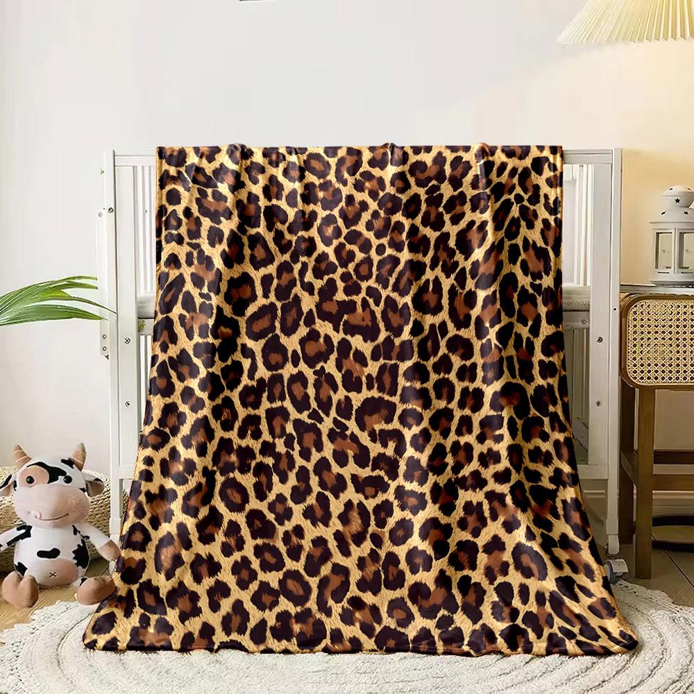 

Leopard-style pattern with dark irregular spots on a golden background. for all seasons blanket lunch break throw gift 80cm x 120cm