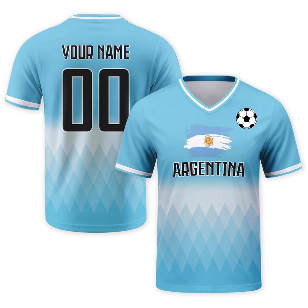Customizable DIY Soccer Jersey Shirt with Team Print V Neck Short Sleeve Lightweight Breathable Sports Top for Adults Youth Men Women