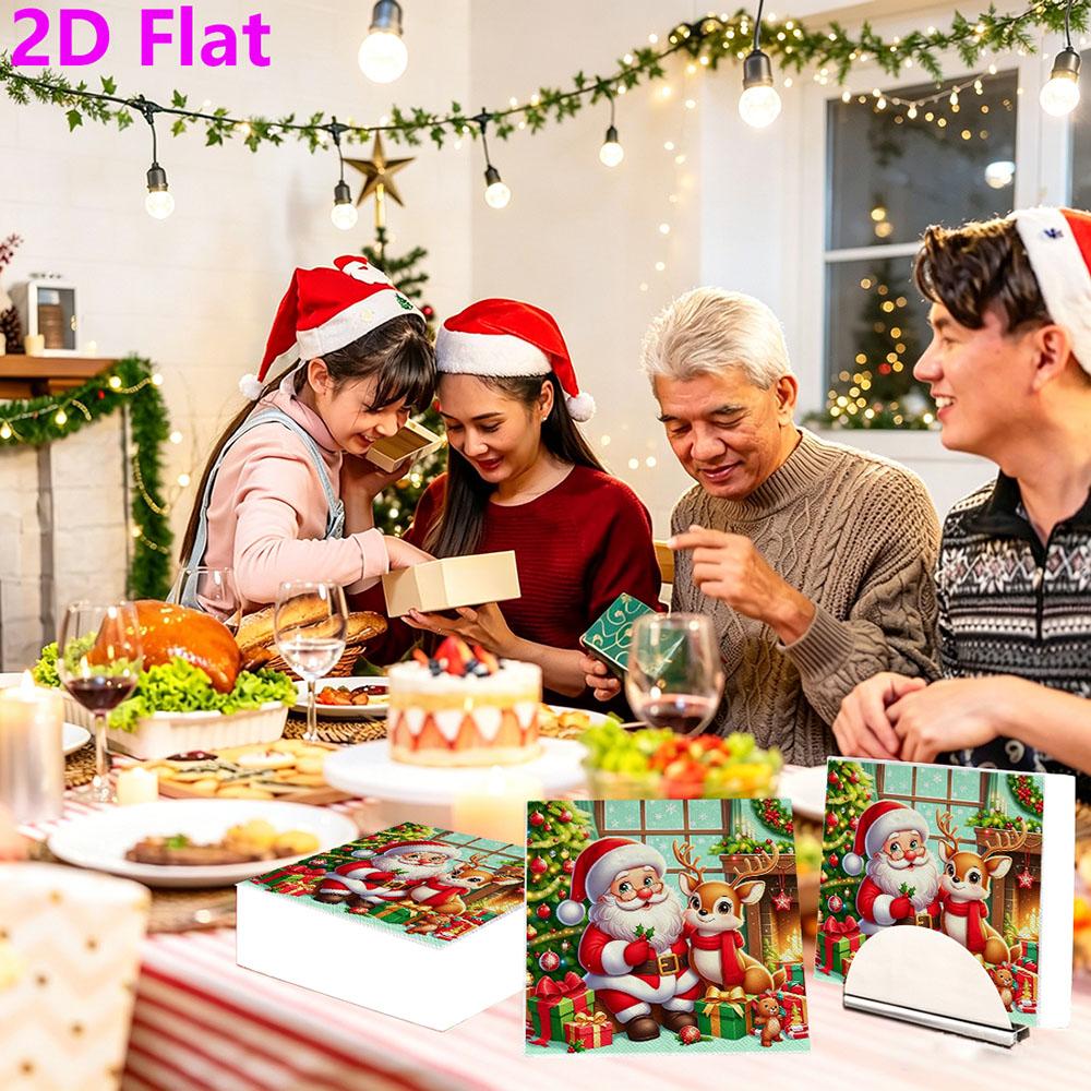 20pcs Disposable Napkins with The Elderly and Elk Pattern Print for Wedding,Parties,and Daily Use for Thanksgiving Fall Christmas Table Decoration