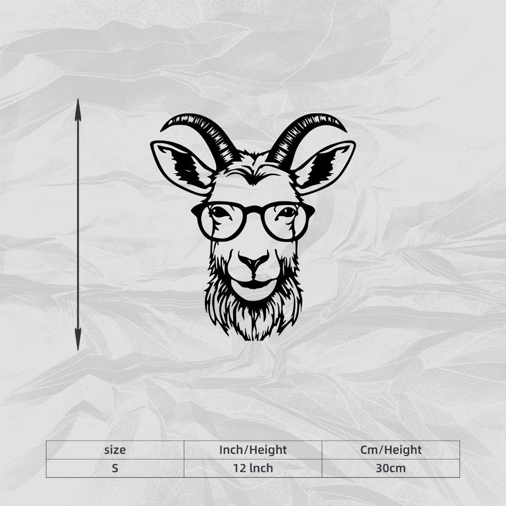 

Iron Goat Head Wall Sculpture with Glasses, Rust Resistant Farmhouse Decor for Indoor Outdoor Kitchen Garden Fence, Gift for Goat Lovers S/30cm/12inch