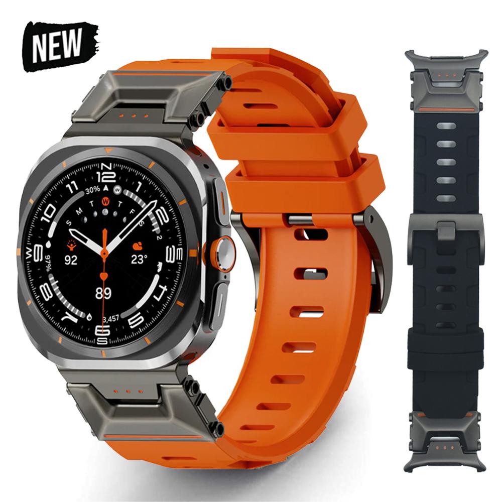 Silicone Sport Band for Samsung Galaxy Watch Ultra 47mm 2025 Stainless Steel Metal Bracelet for SAMSUNG GALAXY ULTRA 47MM Correa