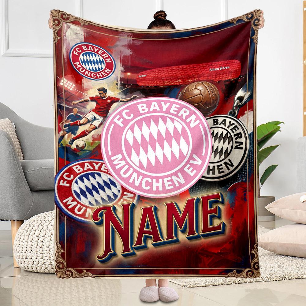 Bayern Munich Fan Gear Customize Your Name Blanket Throw Customizable Blanket Durable Comfort Perfect for Bedding Bed Picnics Livingroom
