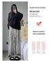 High-Quality Women's Retro Striped Wool Pants - Autumn/Winter Casual High-Waisted Slimming Straight-Leg with Wide-Leg Drape