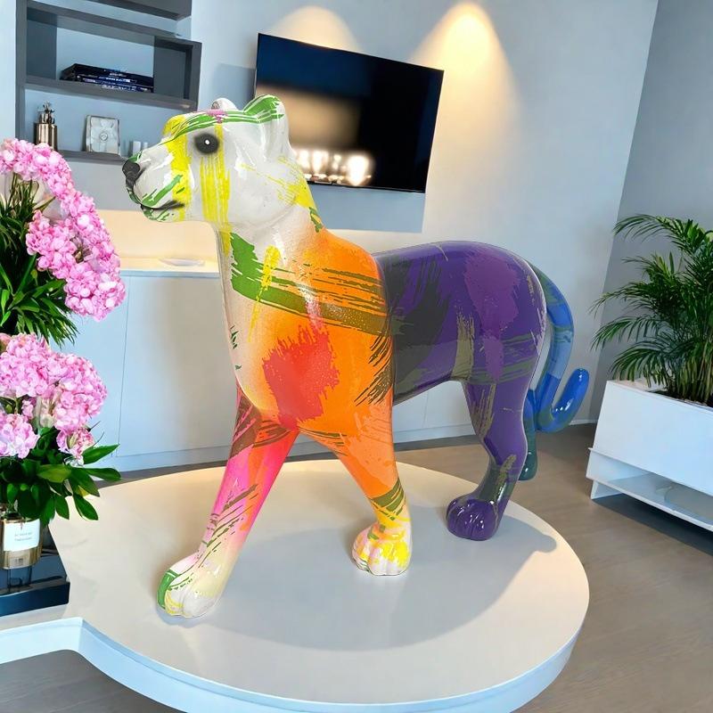 New Walking Leopard Ornaments Bedroom Office TV Cabinet Home Statue Craft Living Room Decoration