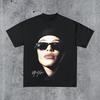 Sommer Schwarz Retro 90er Porträt Print Rundhals Kurzarm Klassisch Herren Damen Party Straße Lässig Hochwertiges T-Shirt Oberteil