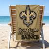 Custom Name Beach Towel Orleans Saints Logo Beach Towel, Soft Microfiber, Gift for Her/Him, Birthday, for Pool, Beach, Travel, Fan gifts