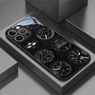 Funda de Teléfono de Vidrio Templado con Patrón de Instrumentos de Aviación Para iPhone 17 Pro Max 11 12 13 14 15 16 Pro 17 Air 7 8 Plus XS X XR Cubierta