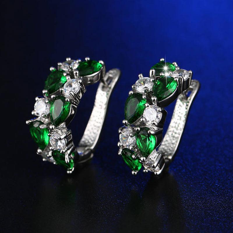 Ohrringe für Damen Schmuck 14K Gold Plated Pendientes Mode Runder Kreis Mosaik Klare Zirkonia Zirkon Stecker DIY Ohrring Schmuck