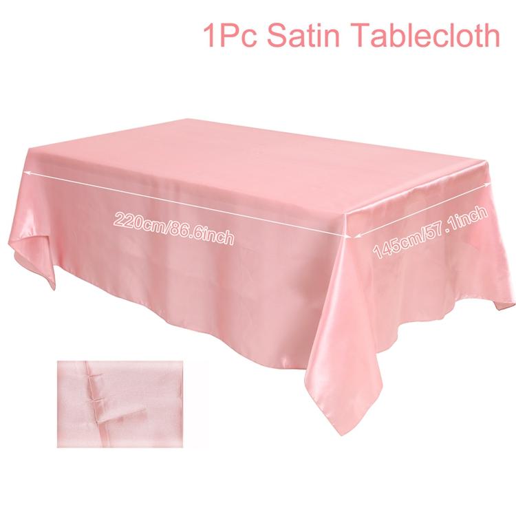 Satin Tablecloth For Wedding 145x220cm Bright Smooth Silk Table Cover for Wedding Banquet Anniversary Dining Table Decor