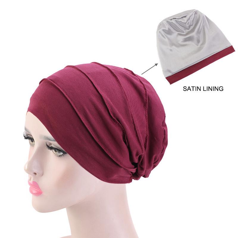 2022 New  Muslim Hijab Elastic Cotton Turban Hat Solid Color Women Warm Winter Headscarf Bonnet Inner Hijabs Cap Chemo Hat