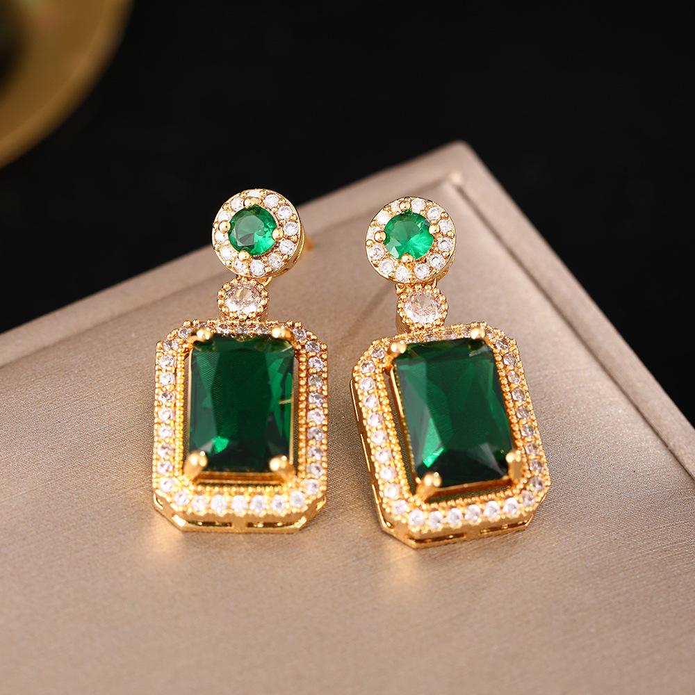 2025 New Colorful Zircon Stainless Steel 18K Gold Plated Fashion Jewelry Necklace Ring Earring for Wedding Gift