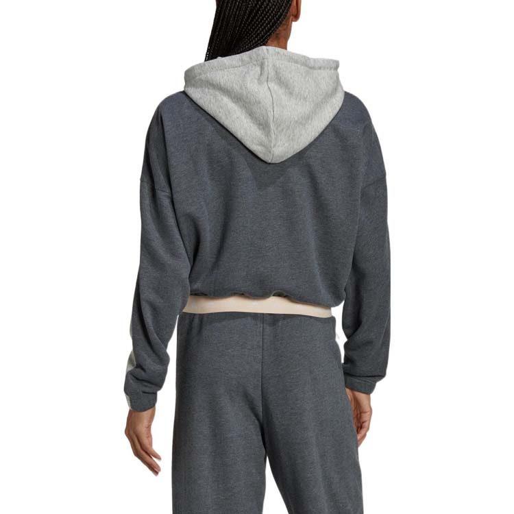 Adidas Cropped Coats Women's Medium Heather Gray Hooded Moderate HZ9668