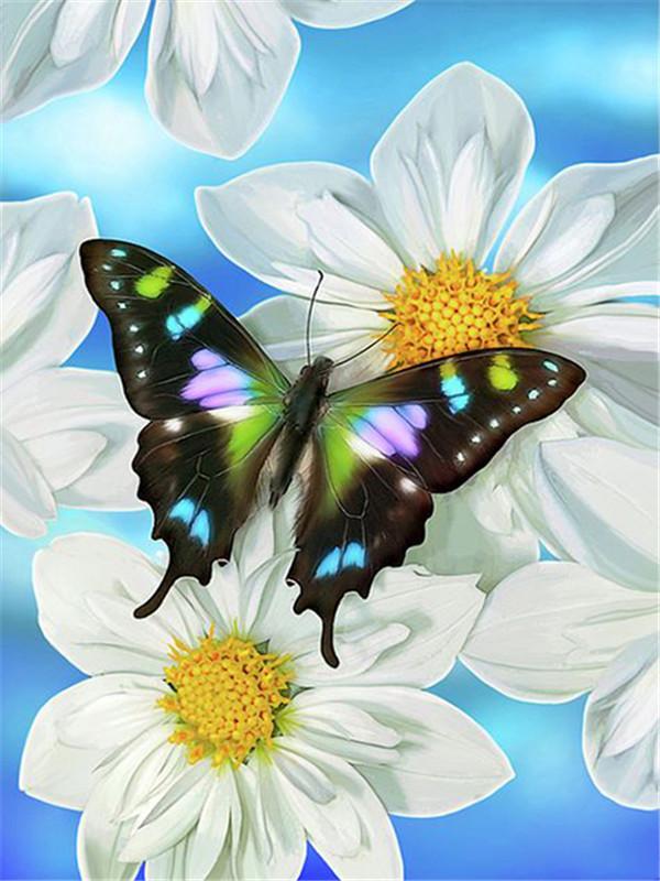 5D Diamond Painting Butterfly Cross Stitch Kit Full Drill Diamond Embroidery Flower Mosaic Daisy Rhinestone Handmade Gift