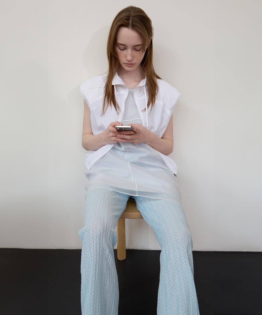 Leuba Eyelet Layered Pants - Clear Sky-Blue