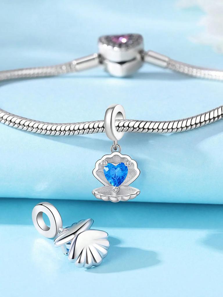 Charms Plata Copper Colors Valentine'S Day Heart Shell Beads Charm Pendant For Original Bracelet For Women Diy Jewelry Love Gift