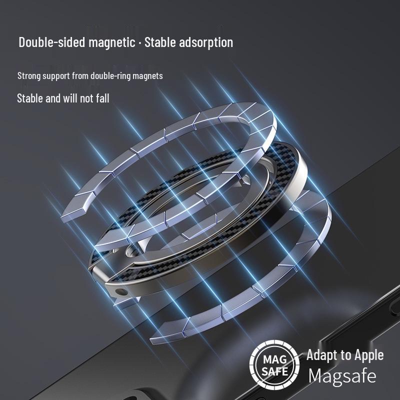 MagSafe Carbon Fiber Folding Magnetic Ring Phone Stand, 360° Rotating Alloy, Multi-functional and Universal.