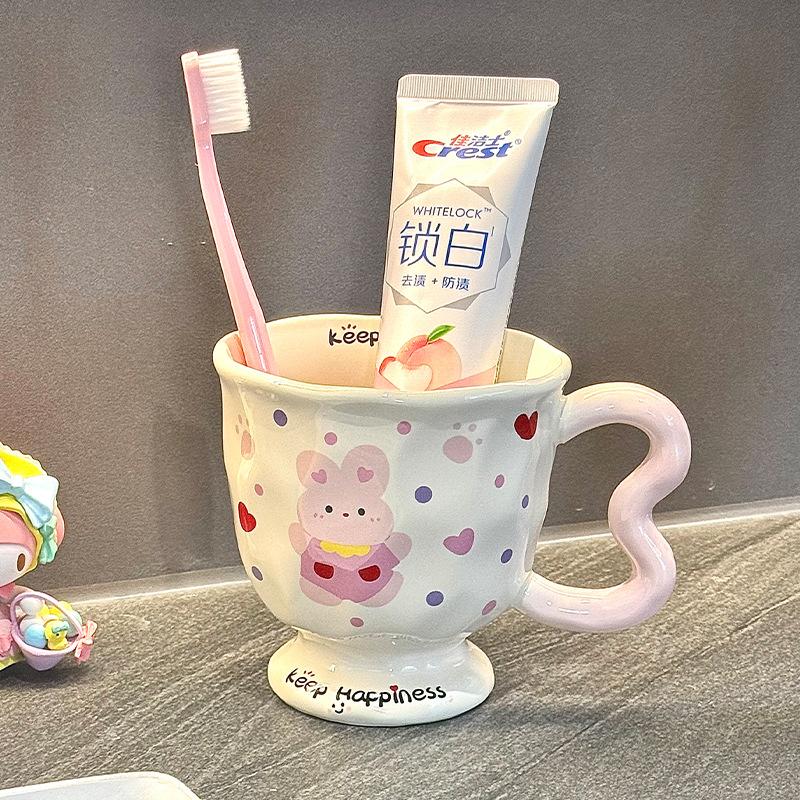 

Cute puppy mouthwash cup couple pair tooth brushing cup bunny washing cup wedding children s tooth tank toothbrush cup 401-500ml
