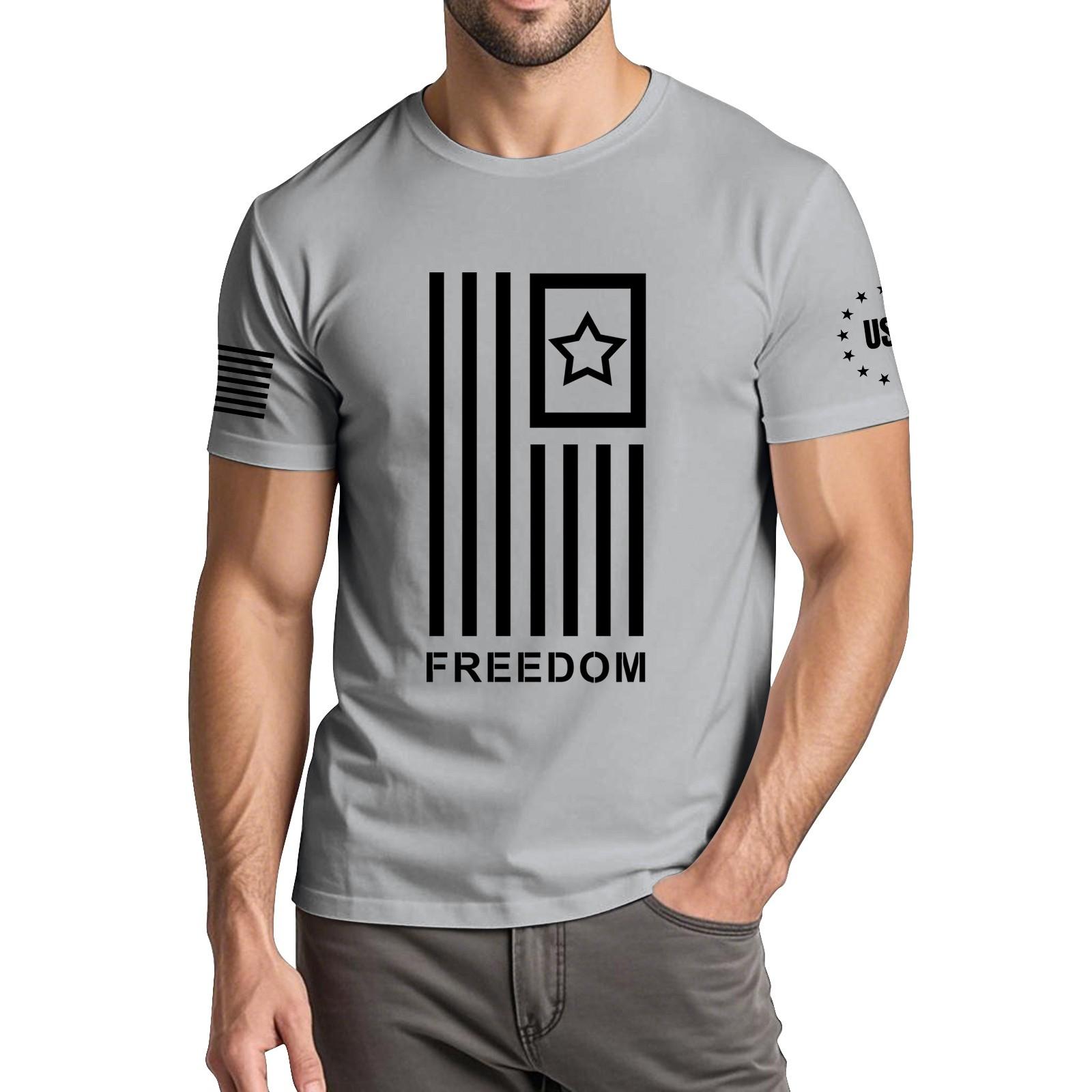 

Мужская модная повседневная футболка с круглым вырезом и коротким рукавом с принтом «День независимости» XXL