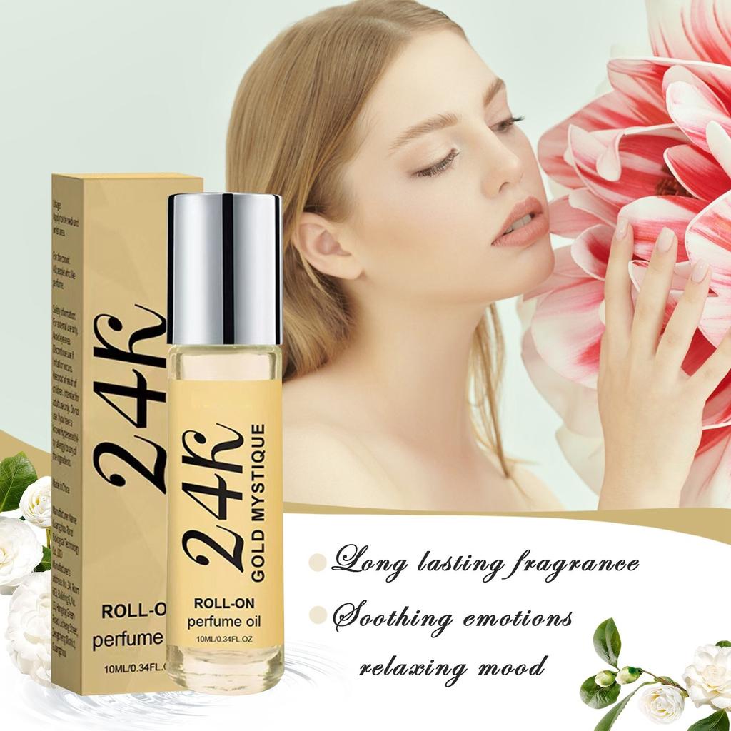 24k Golden Mysterious Ball Perfume Oil, Easy To Carry In Small Package, Lasting Aroma 10ml