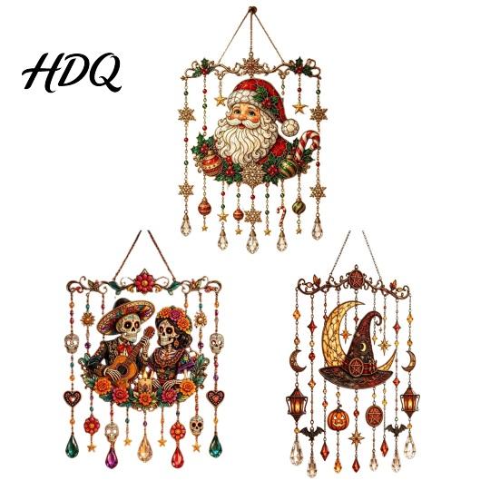 Modern Wind Chimes for Office Holiday Sun Catcher Chime Acrylic Festive Hanging Decor Christmas Elegant Halloween Day of The Dead Glowing