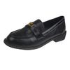 [Yushilai] Metal buckle retro loafers women's 2025 spring new soft-soled British-style temperament small leather shoes