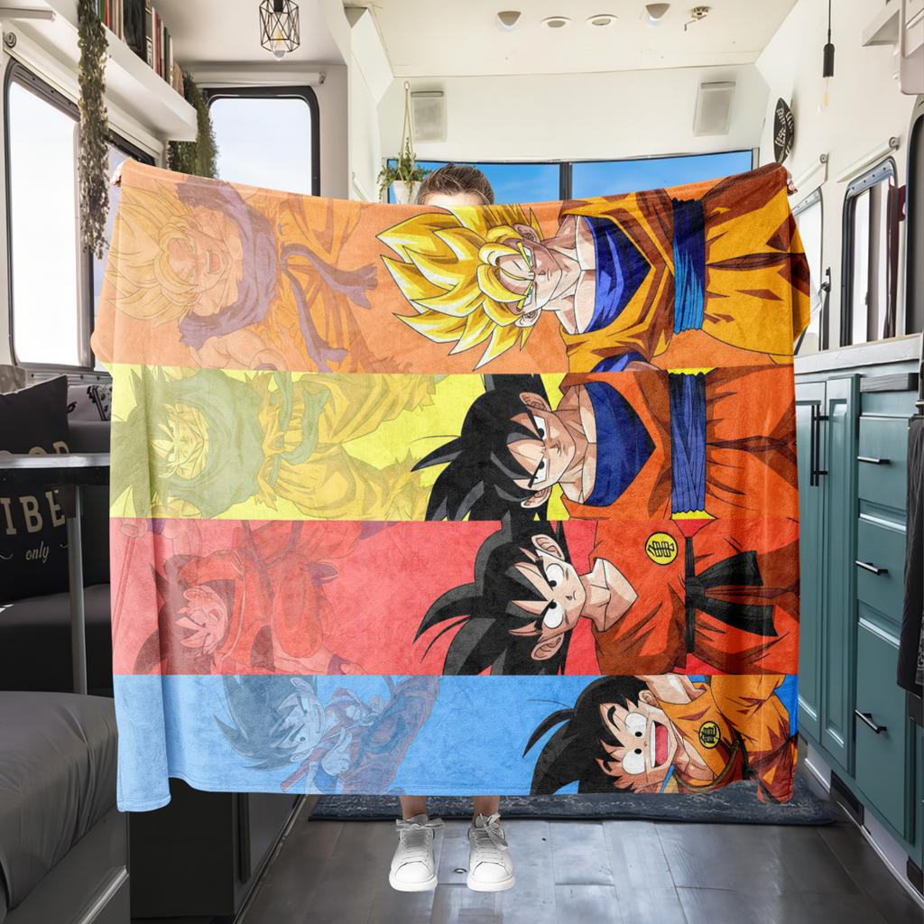 1PC Son Goku  Print Flannel Blanket, High quality All Seasons, Home Decor, Warmth and Comfort, Perfect for Christmas Gifts
