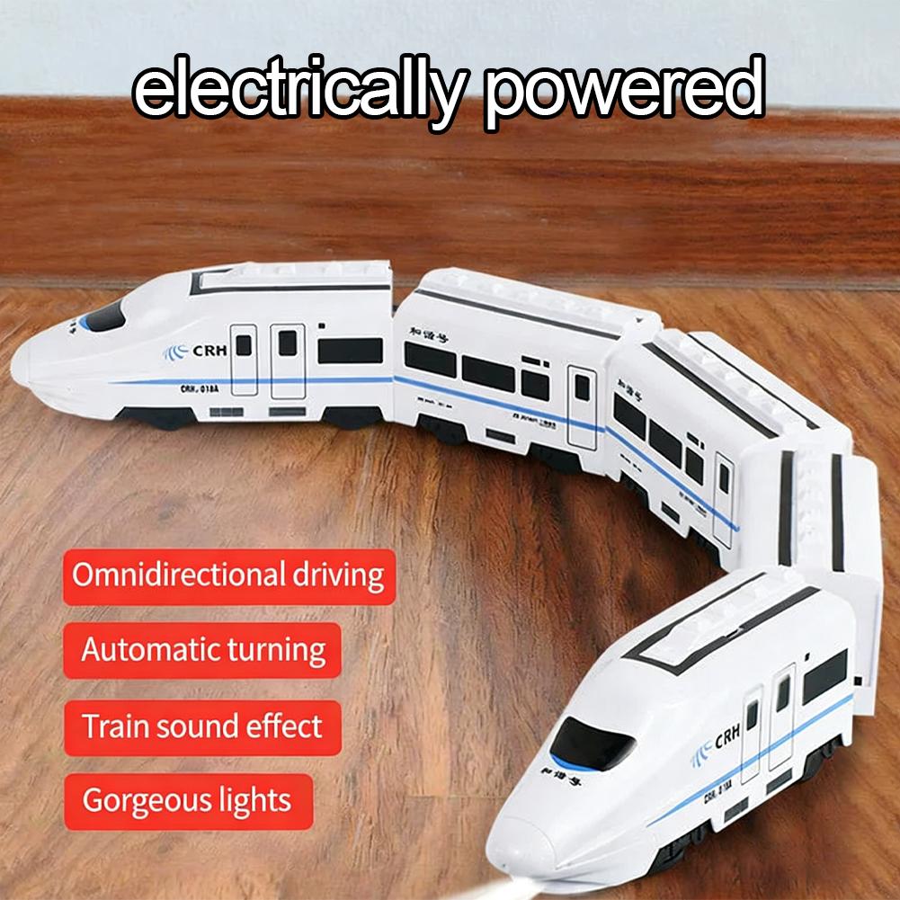 Electric DIY High-Speed Train Toy For Kids - Realistic Bullet Train With Universal Wheels Flashing Lights & Train Sound Effects