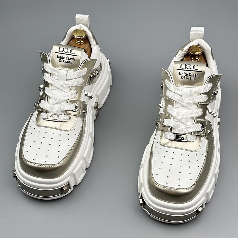 Shoes for Men spot thick-soled heightening casual board shoe  niche design sense fashionable rivet men shoes Zapatos Hombre