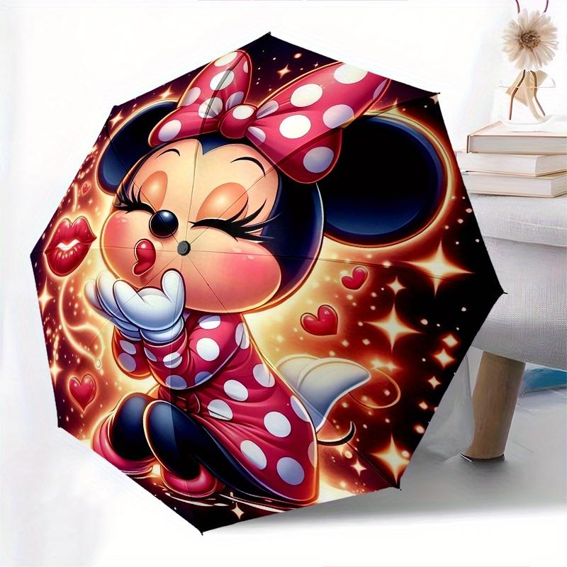 Minnie Mouse Automatic Opening and Closing Umbrella, Compact Travel Umbrella, Lightweight and Portable, Suitable for Beach Commuting Busines