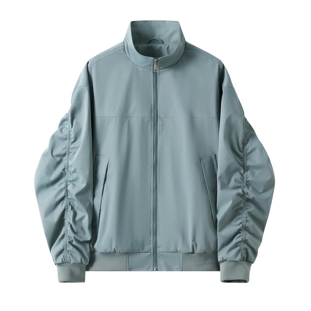 Pánská nová neformální bunda v americkém stylu Jaro Podzim Jednobarevná Trendy Retro Pracovní Pilotní bunda se stojáčkem