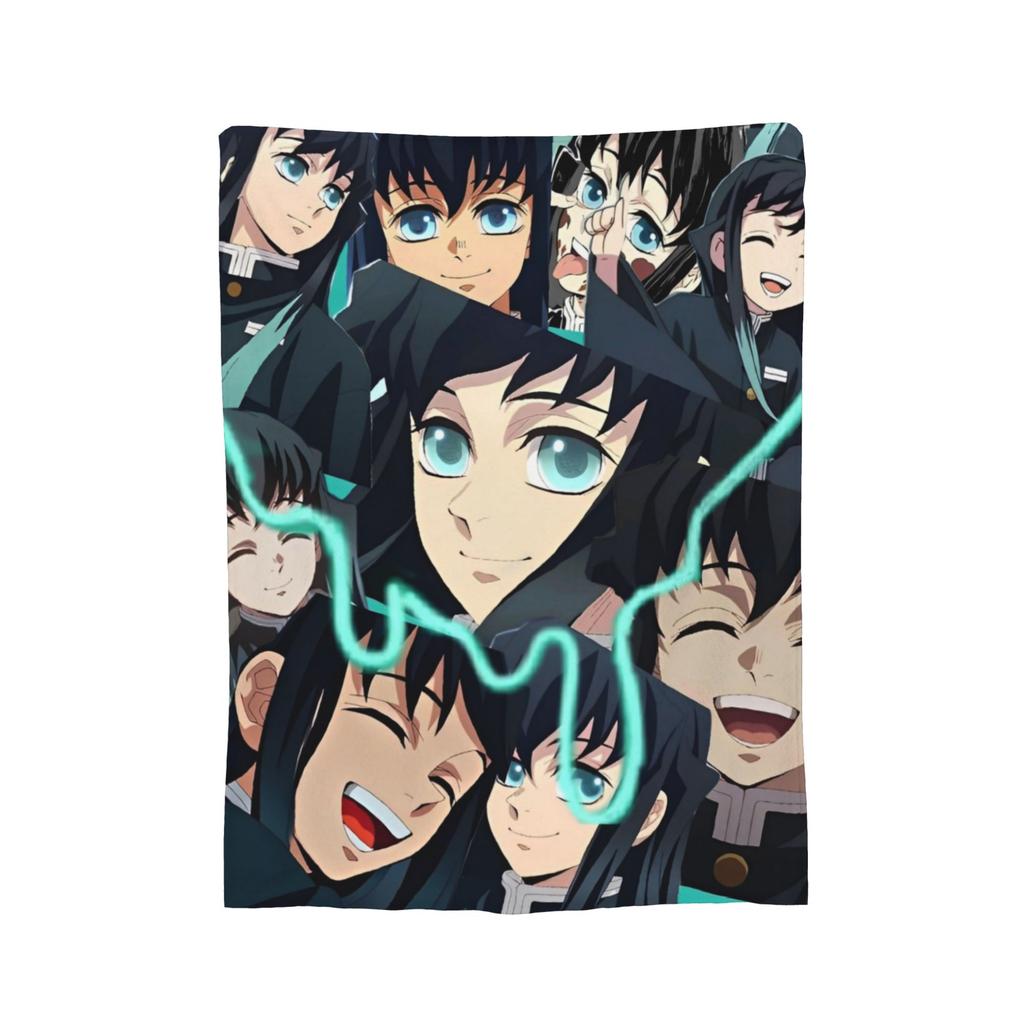 Mist Hashira Muichiro Tokito Fleece Throw Blankets Anime Blanket for Bed Outdoor Super Soft Bed Rug,