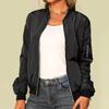 Spring Autumn Women's Solid Color O-neck Zipper Women's Jackets Vintage Long Sleeve Cool Girl Jacket Daily Black Casual Ladies Clothing