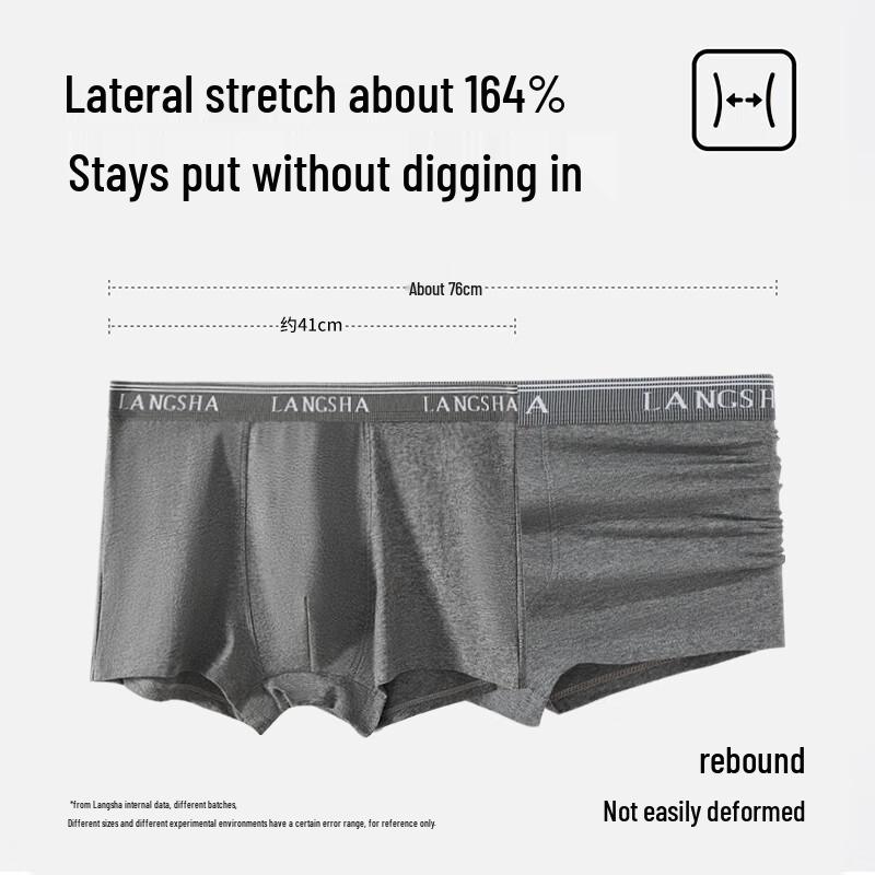 Langsha Men's 10A Antibacterial Cotton Boxer Briefs with Mulberry Silk Crotch