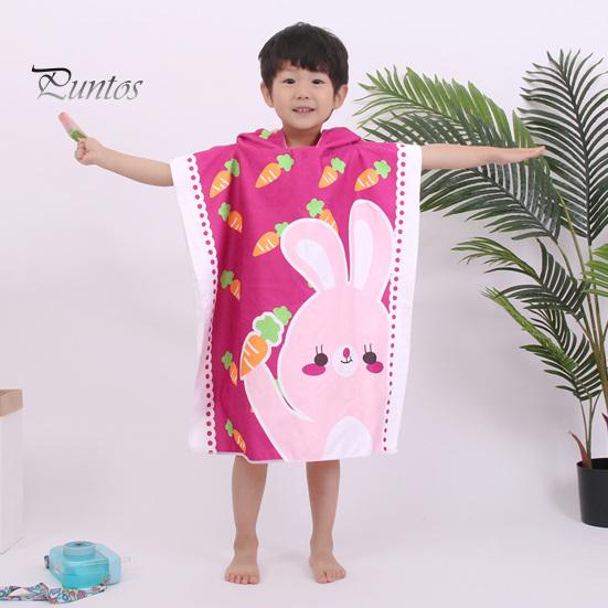 Children Bath Towel Cartoon Printing Kids Beadch Hooded Bath Wrap Poncho Quick-drying Super Absorbent Swimming Towel Windproof Wearable Towel Toddler