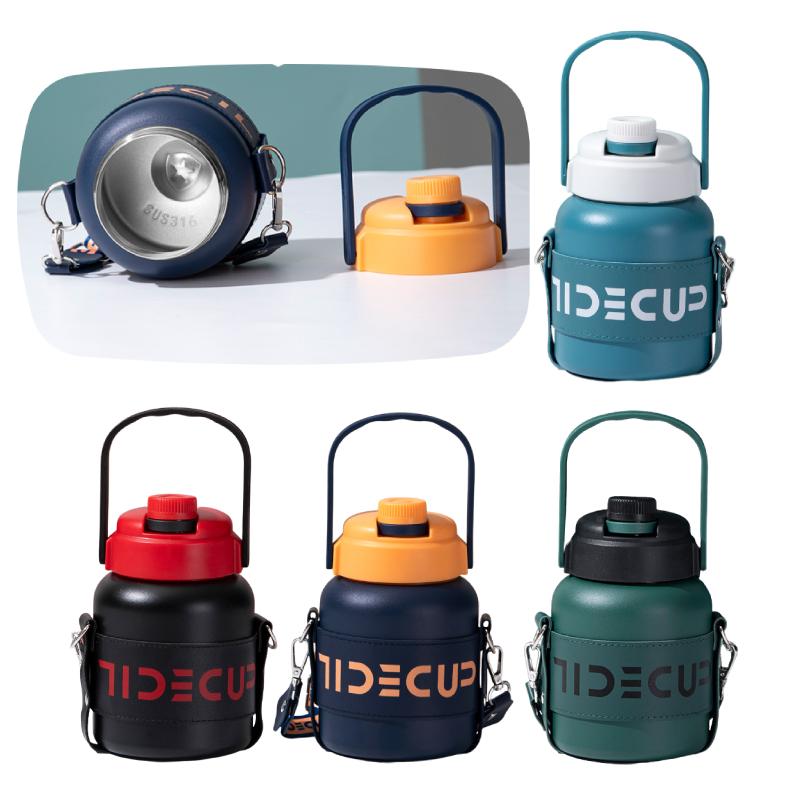 Large Capacity 1100ml Gym Straw Vacuum Cup Thermos Stainless Steel Bottle Water