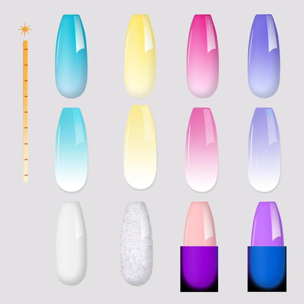 Biutee Polygel Set for Nail Includes 8 colors Glow Nail Gel Top Base Nail Nail and Special Extensions (15ml each), (Chameleon Gel), Glow-in-the-Dark,