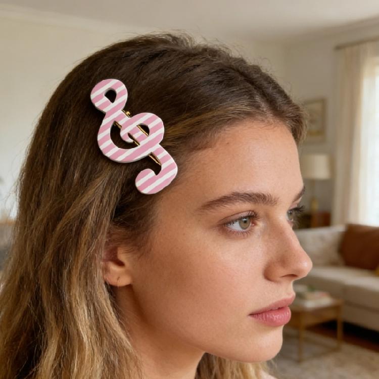 2 Piece Lovely Star Dot Music Symbol Hair Clip Safe Acrylic Hair Decorations Barrettes Present For Kids Adults