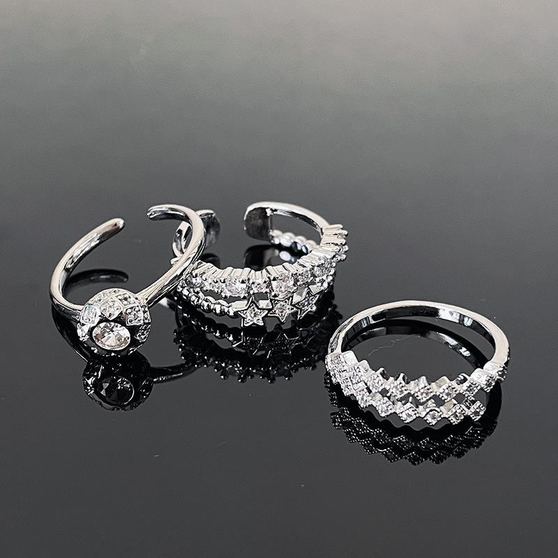 New Product Stacking Suit Women'S Fashion Star Double-Layer Zir*****Pen Ring Simple Fashion Adjustable Ring