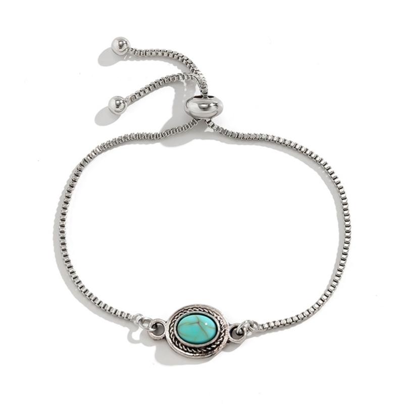 Fashion Turquoise Charm Bracelet Vintage Charm Bangle Elegant Wristband Jewelry 1