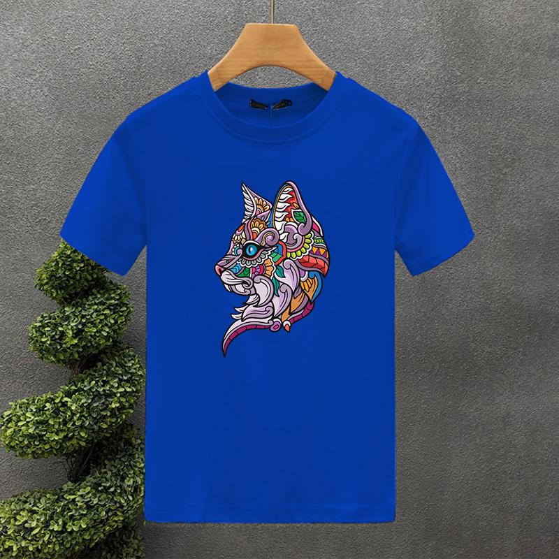 Luxury Brand Cat Head 100% Cotton High Quality Print Couple Tees Summer Harajuku For Men/Women Short Sleeve T-shirt Asian Size