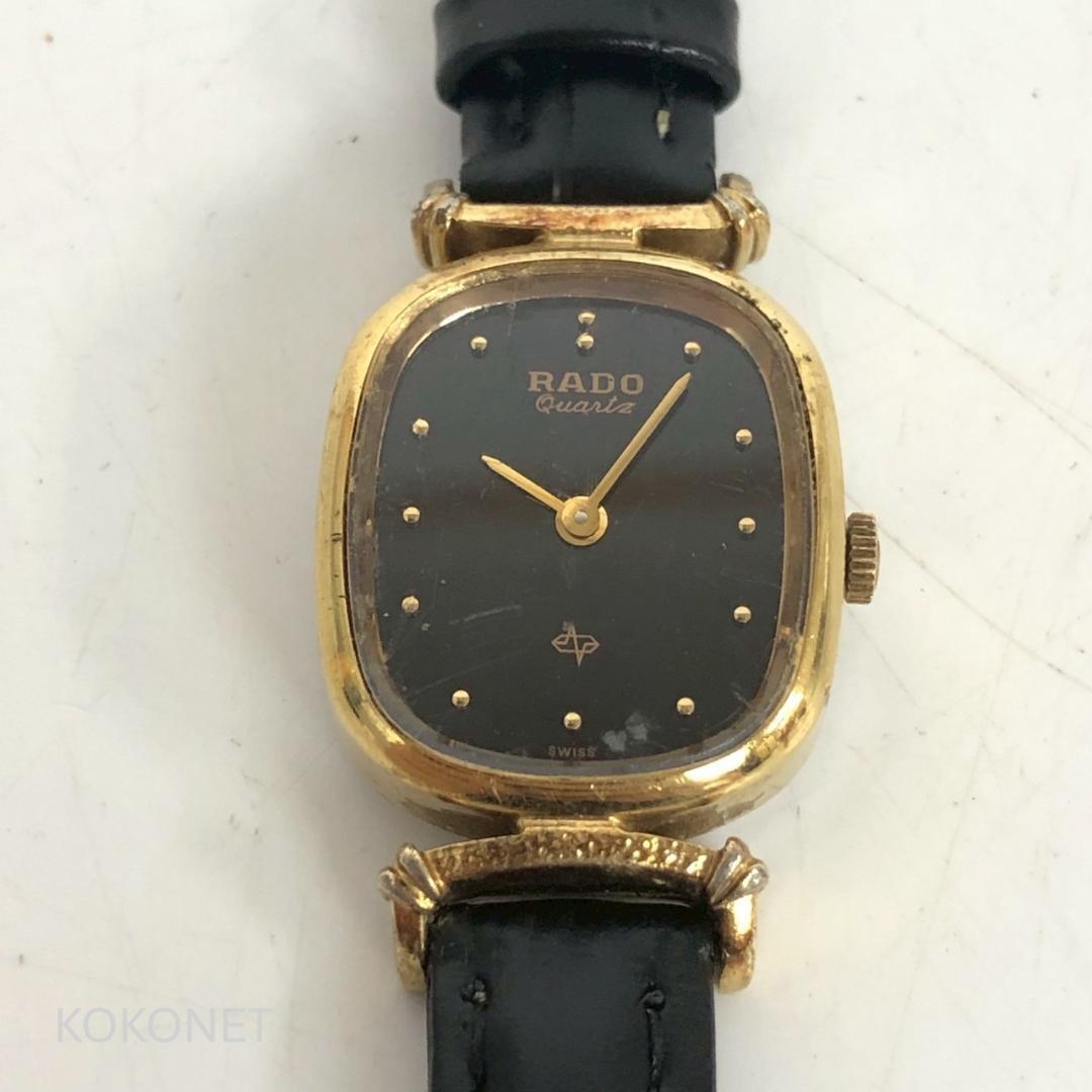 Used [Genuine] RADO Vintage Watch Quartz Oval Oval Black Dial Gold Metallic Women s Dress Watch Elegant