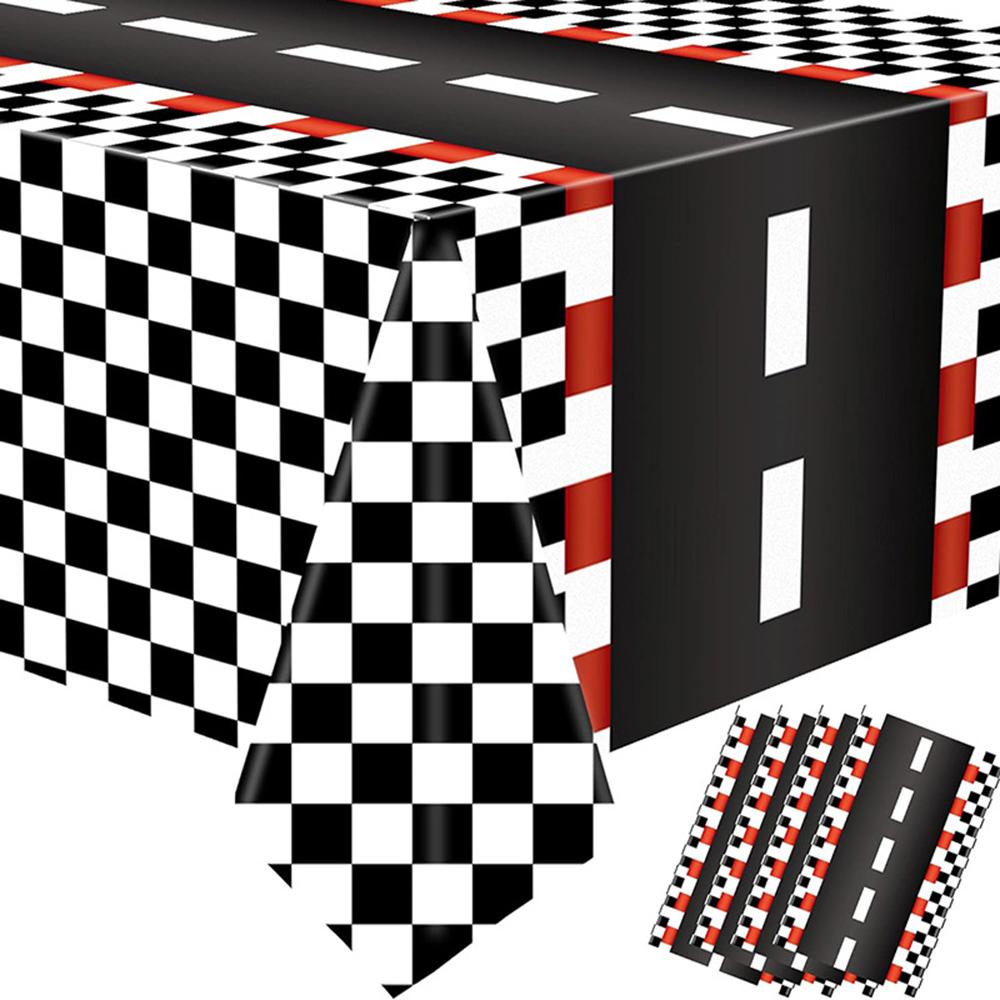 Checkered Race Car Party Tablecloths Black White Checkered Flag Tablecloth Racetrack Tablecover Racing Birthday Party Supplies