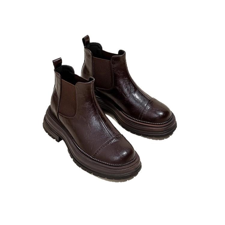 Britisk stil retro tykk hæl Chelsea korte støvletter dame 2025 nye små menn høyere og slankere allsidige Martin-støvletter