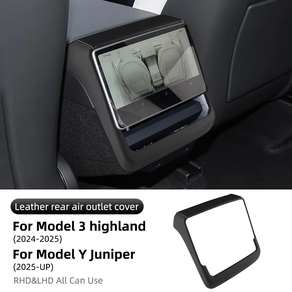 For Tesla Model 3 Highland 2024 2025 2026 Model Y 2025 Juniper Launch Leather Rear Screen Frame Protective ABS Cover Accessories For Model Y Juniper