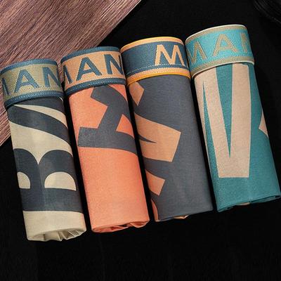 1/4PCS Men Panties Seamless Letter Printed Underpants Breathable Man Underwear Boxers Fashion Boxer Plus Size Male Calzoncillo Hombre