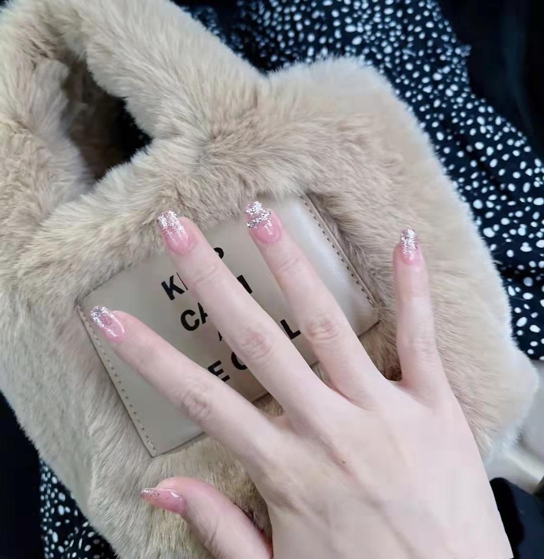 

311-Pink Lady Medium-Long Nude False Nail Patches for Brides