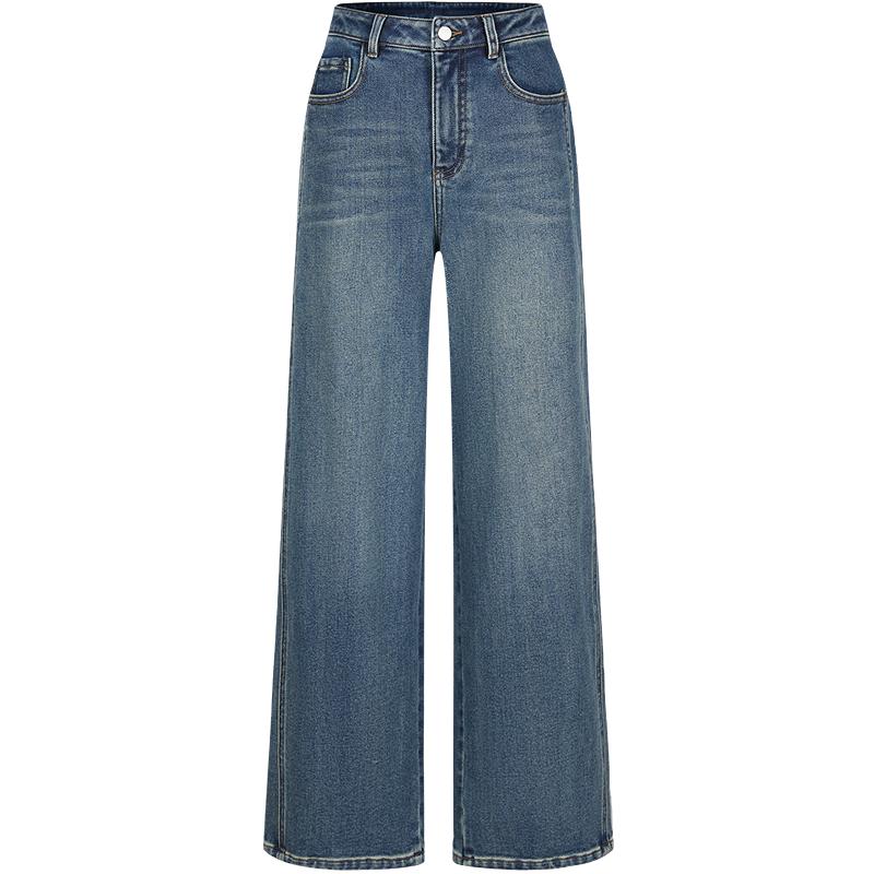 

JUZI ANNACO Women s Fleece-Lined Korean Relaxed Fit Straight Leg Denim Jeans 2XL